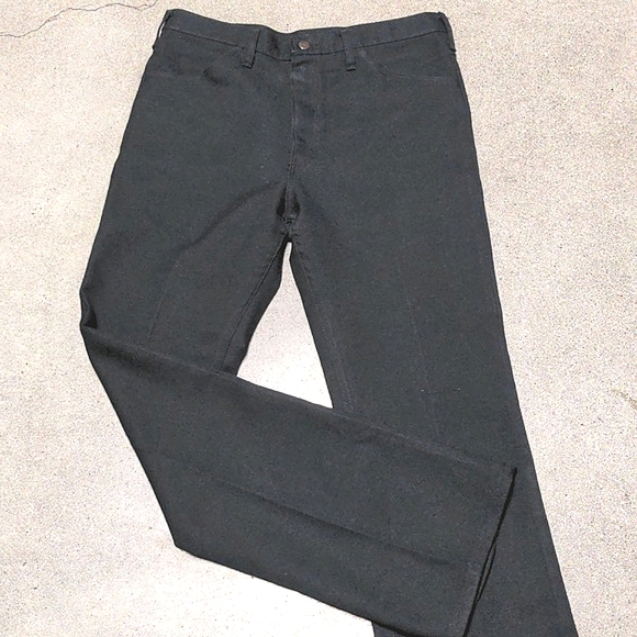 Vintage 70s Mens Black Wrangler Jeans Wrancher Bootcut 35 x 34 USA - Picture 1 of 9